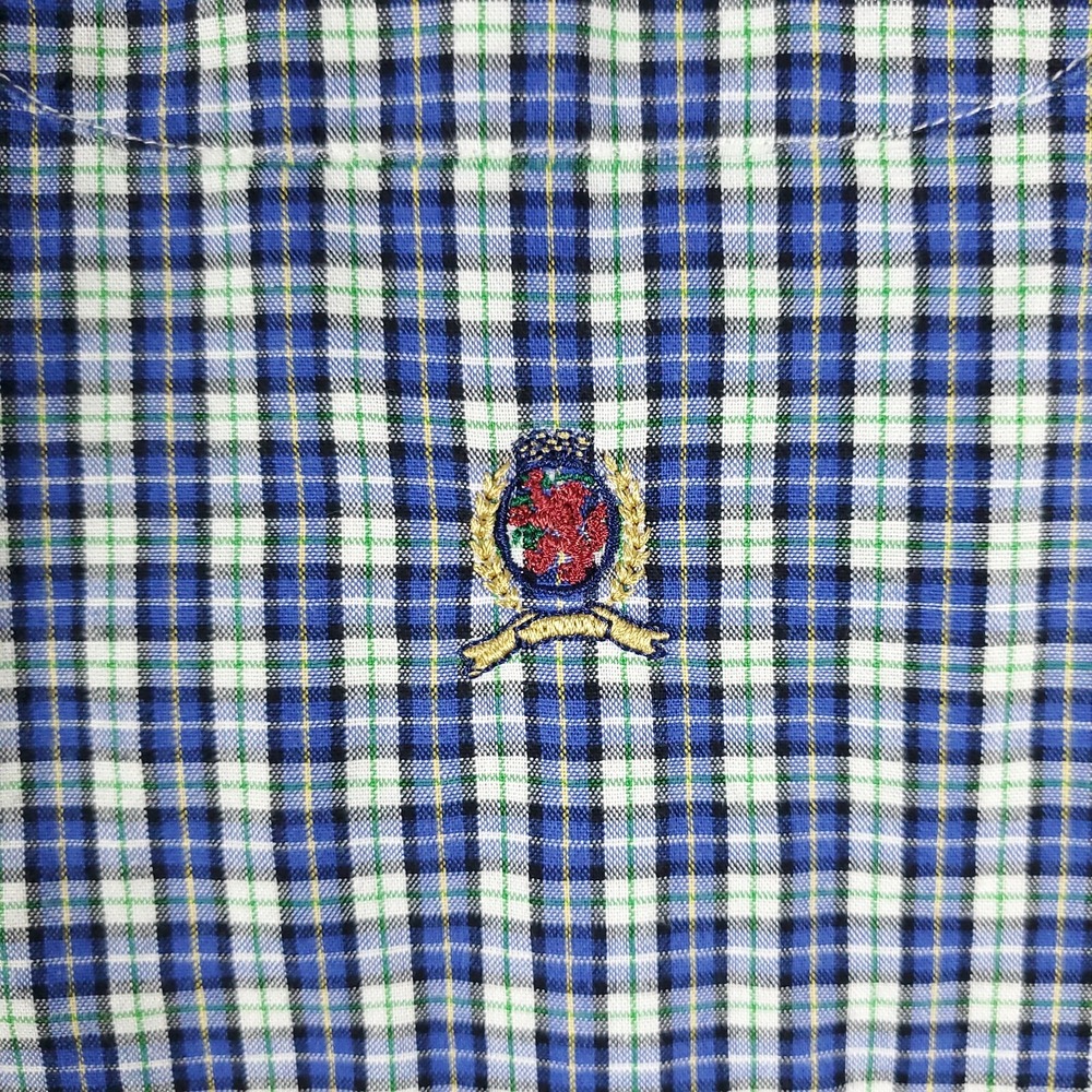 Tommy Hilfiger Shirt Mens XL Blue Plaid Casual Button Up Long Sleeve - Picture 2 of 7